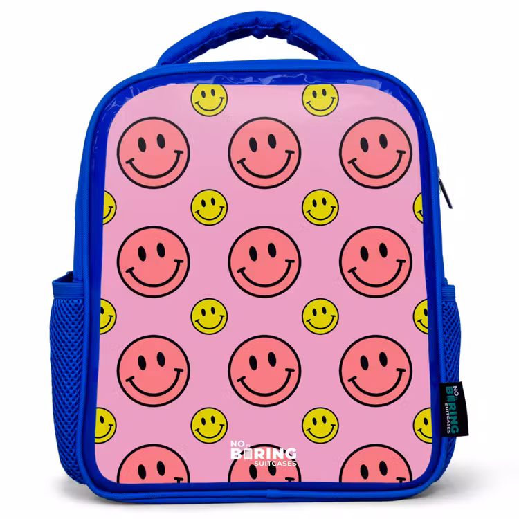 All smiles roze Kinderrugzak - Blauw middel -3d