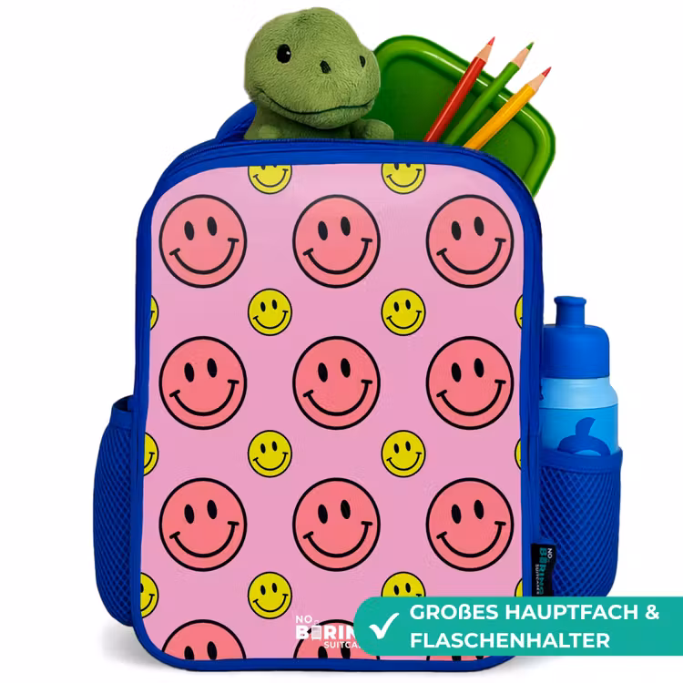 All smiles roze Kinderrugzak - Blauw middel -inhoud_DE
