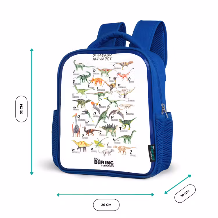 Alfabet van dino's Kinderrugzak - Blauw middel -productfoto_formaten