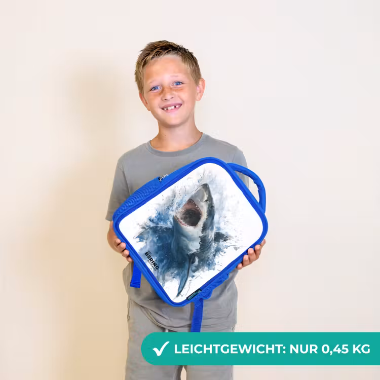 Aanvallende haai in waterverf Kinderrugzak - Blauw middel -sfeer1_DE