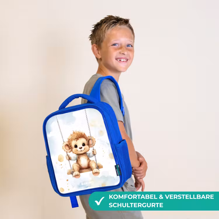 Schommelend aapje van waterverf Kinderrugzak - Blauw middel -sfeer3_DE