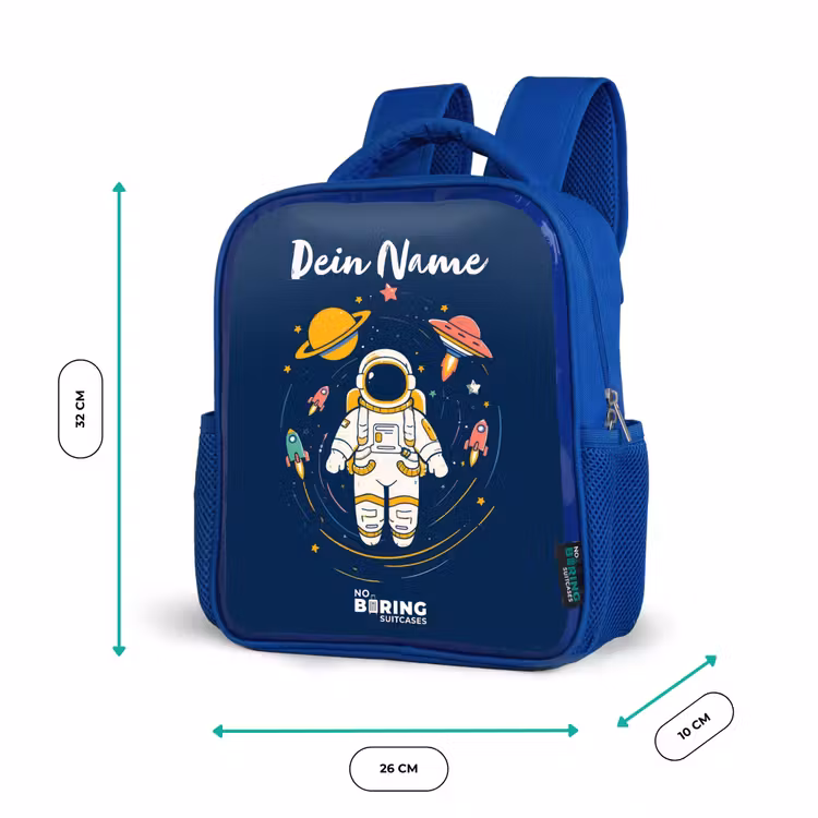 Astronaut - Planeet - Sterren - Raket Kinderrugzak - Blauw middel -productfoto_formaten