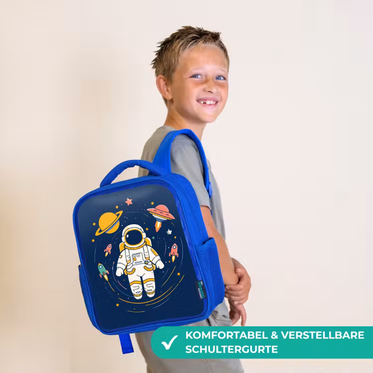 Astronaut - Planeten - Raket Kinderrugzak - Blauw middel -sfeer3_DE