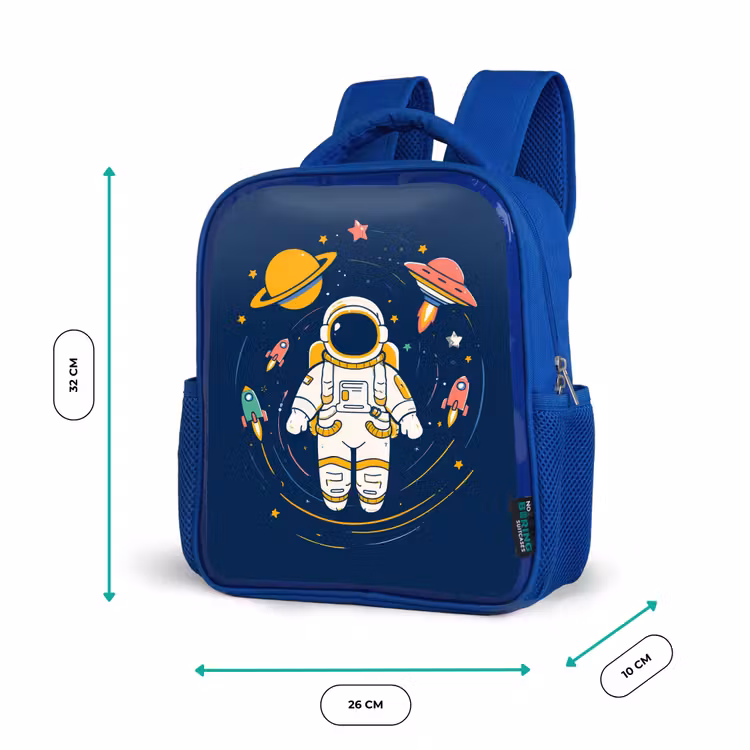 Astronaut - Planeten - Raket Kinderrugzak - Blauw middel -productfoto_formaten