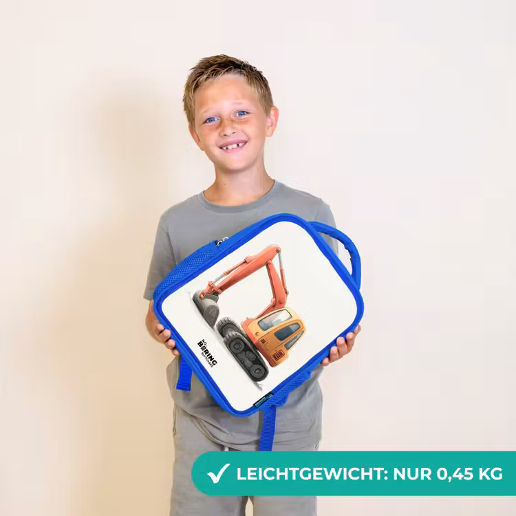 Graafmachine - Getekend - Oranje Kinderrugzak - Blauw middel -sfeer1_DE