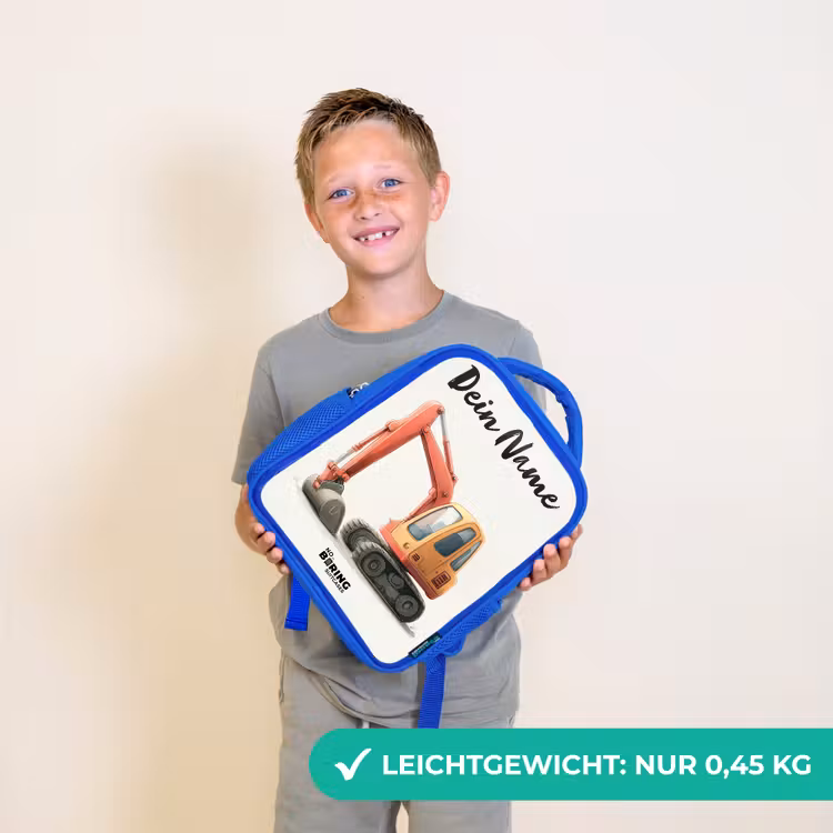 Graafmachine - Getekend - Oranje Kinderrugzak - Blauw middel -sfeer1_DE