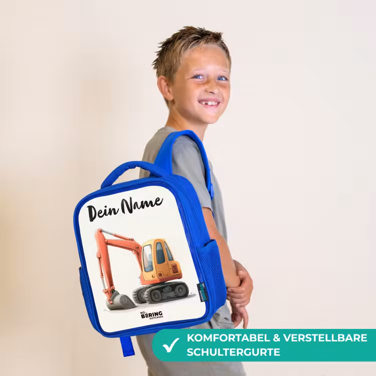 Graafmachine - Getekend - Oranje Kinderrugzak - Blauw middel -sfeer3_DE