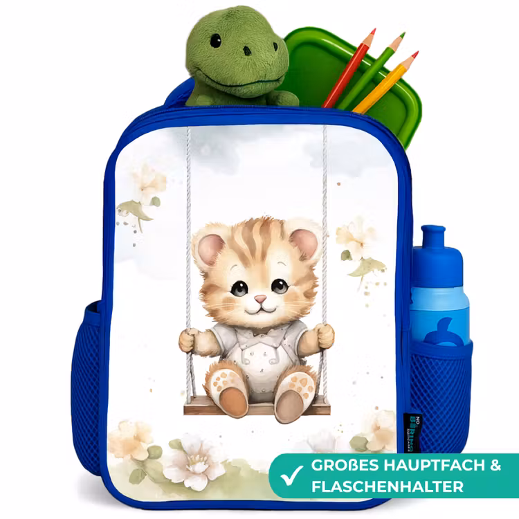 Beer - Baby - Dier - Kinderen Kinderrugzak - Blauw middel -inhoud_DE