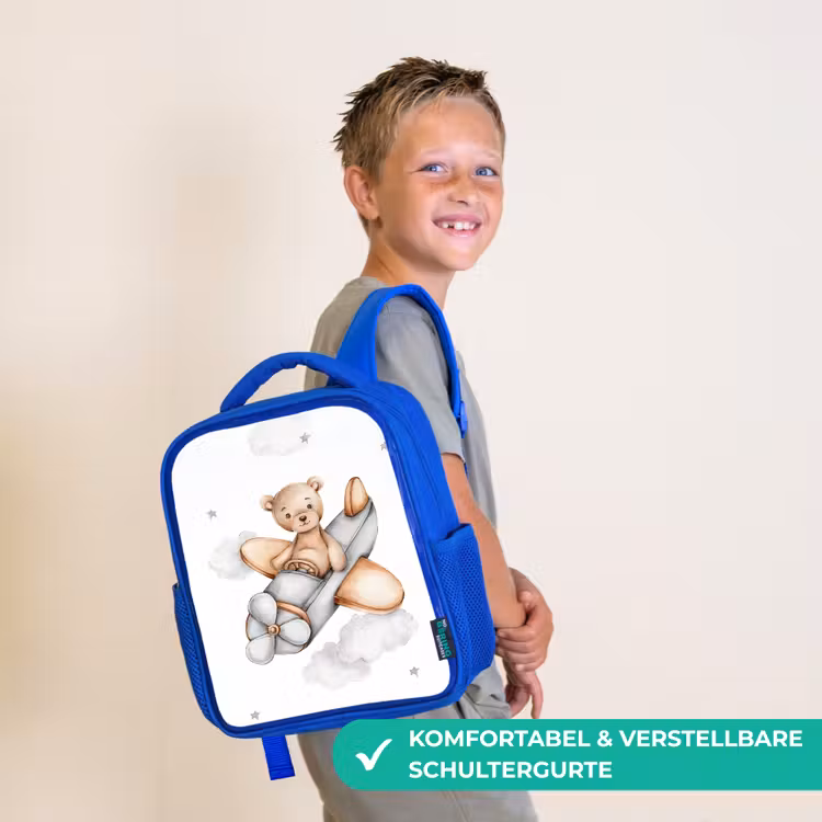 Beer - Vliegtuig - Sterren - Kinderen Kinderrugzak - Blauw middel -sfeer3_DE