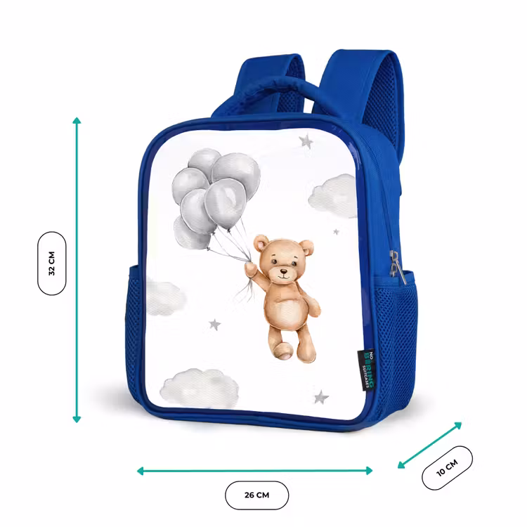 Beer - Ballon - Sterren - Kinderen Kinderrugzak - Blauw middel -productfoto_formaten