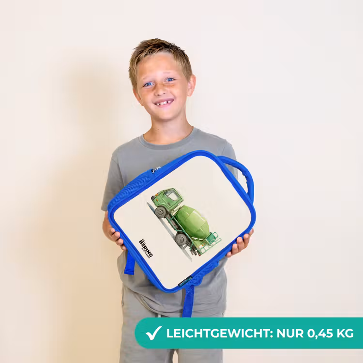 Betonmixer - Getekend - Groen Kinderrugzak - Blauw middel -sfeer1_DE