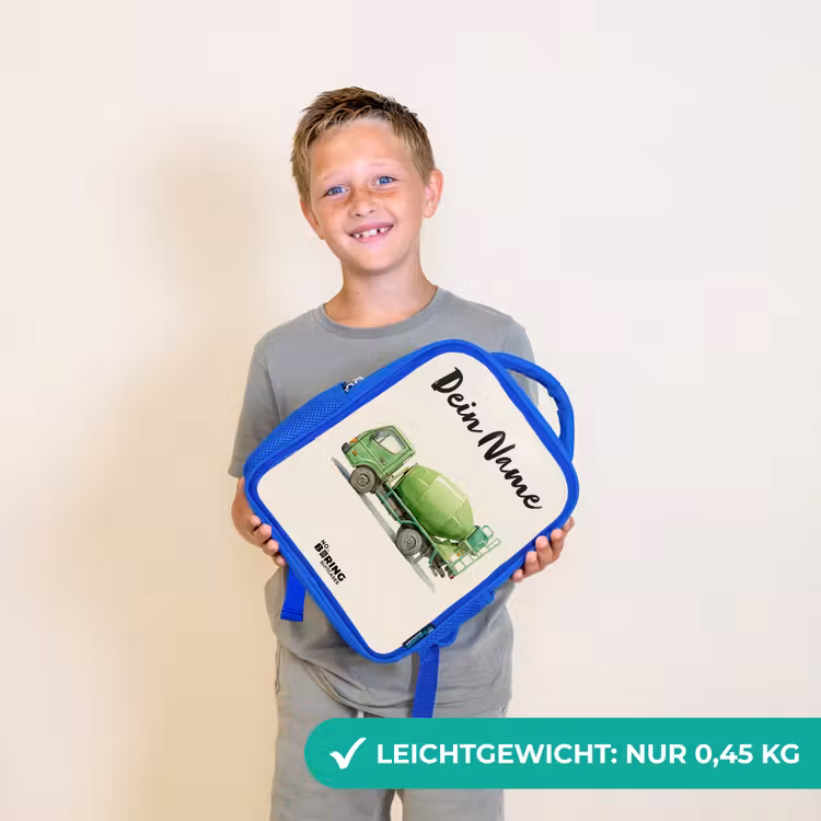 Betonmixer - Getekend - Groen Kinderrugzak - Blauw middel -sfeer1_DE