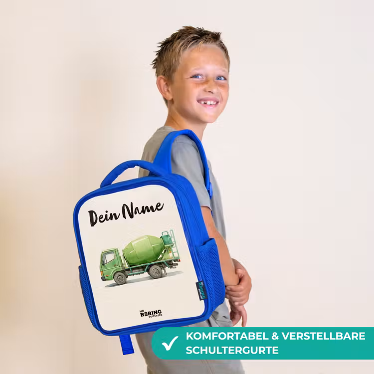 Betonmixer - Getekend - Groen Kinderrugzak - Blauw middel -sfeer3_DE