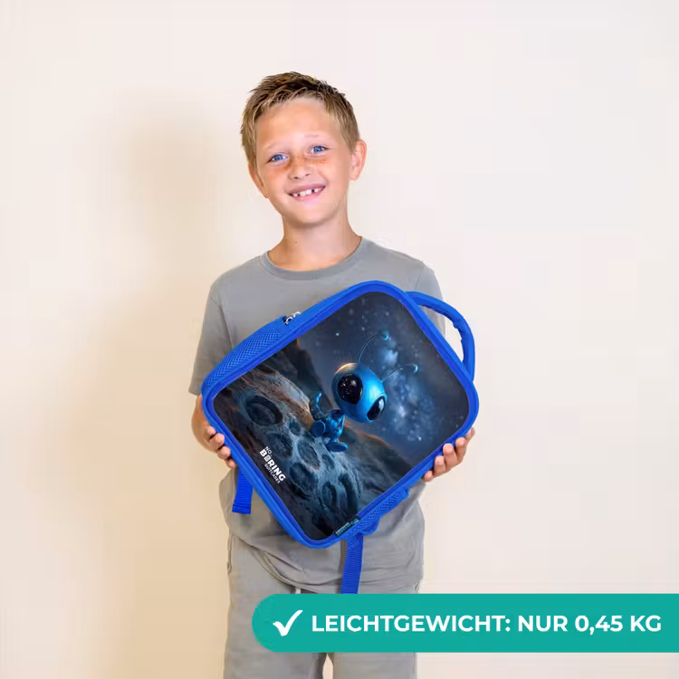 Blauw buitenaards wezentje onder sterrenhemel Kinderrugzak - Blauw middel -sfeer1_DE