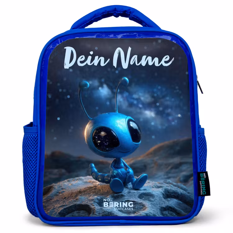 Blauw buitenaards wezentje onder sterrenhemel Kinderrugzak - Blauw middel -3d
