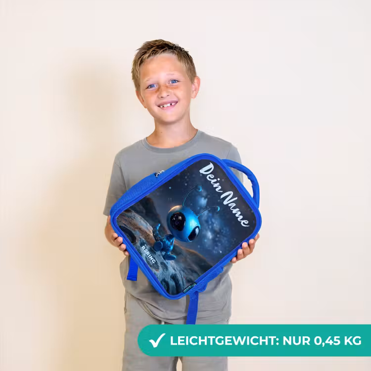 Blauw buitenaards wezentje onder sterrenhemel Kinderrugzak - Blauw middel -sfeer1_DE