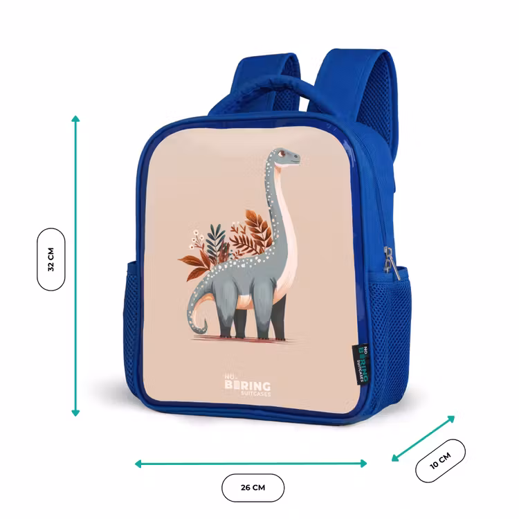 Blauwe dinosaurus op een beige achtergrond Kinderrugzak - Blauw middel -productfoto_formaten