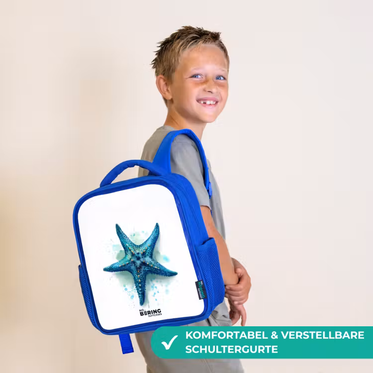 Blauwe Zeester op Witte Achtergrond Kinderrugzak - Blauw middel -sfeer3_DE