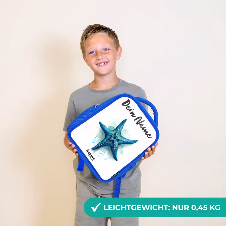 Blauwe Zeester op Witte Achtergrond Kinderrugzak - Blauw middel -sfeer1_DE