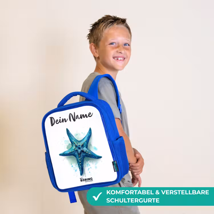 Blauwe Zeester op Witte Achtergrond Kinderrugzak - Blauw middel -sfeer3_DE