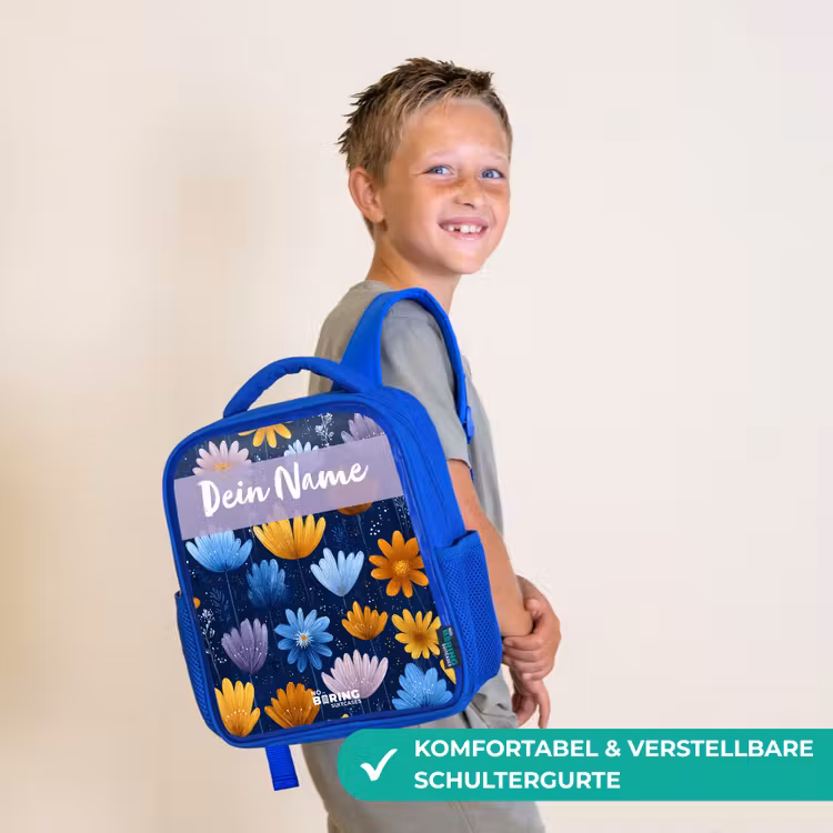Bloemen - Patroon - Blauw Kinderrugzak - Blauw middel -sfeer3_DE