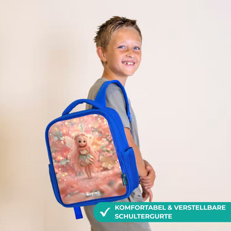 Bloemenfee in roze sprookjeswereld Kinderrugzak - Blauw middel -sfeer3_DE