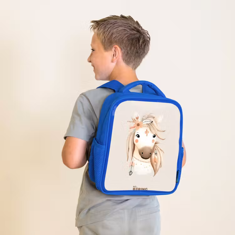 Bohemian paard in pastel kleuren Kinderrugzak - Blauw middel -sfeer2