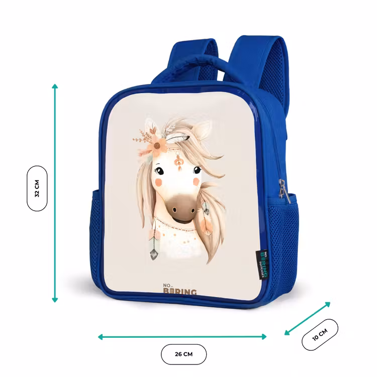 Bohemian paard in pastel kleuren Kinderrugzak - Blauw middel -productfoto_formaten