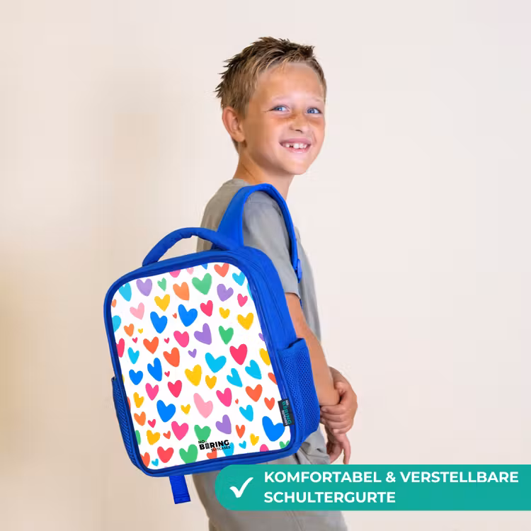 Gekleurde hartjes Kinderrugzak - Blauw middel -sfeer3_DE