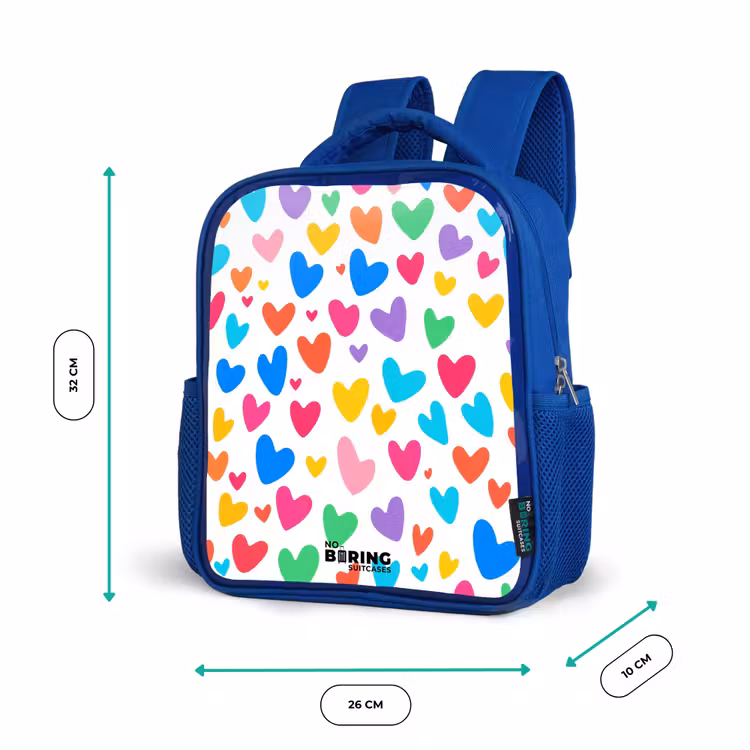 Gekleurde hartjes Kinderrugzak - Blauw middel -productfoto_formaten