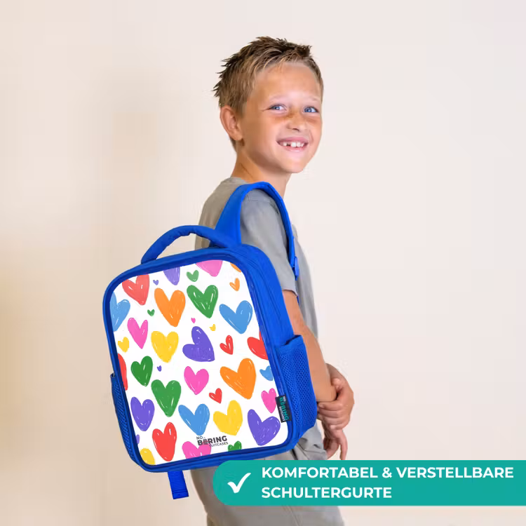 Gekleurde hartjes Kinderrugzak - Blauw middel -sfeer3_DE