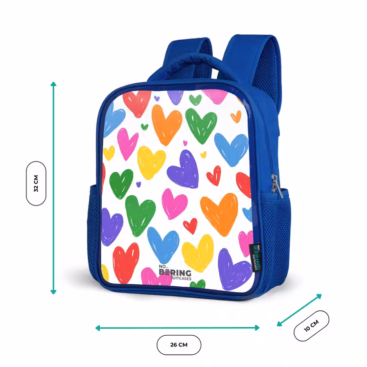 Gekleurde hartjes Kinderrugzak - Blauw middel -productfoto_formaten