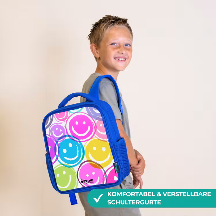Kleurrijke glimlachexplosie Kinderrugzak - Blauw middel -sfeer3_DE