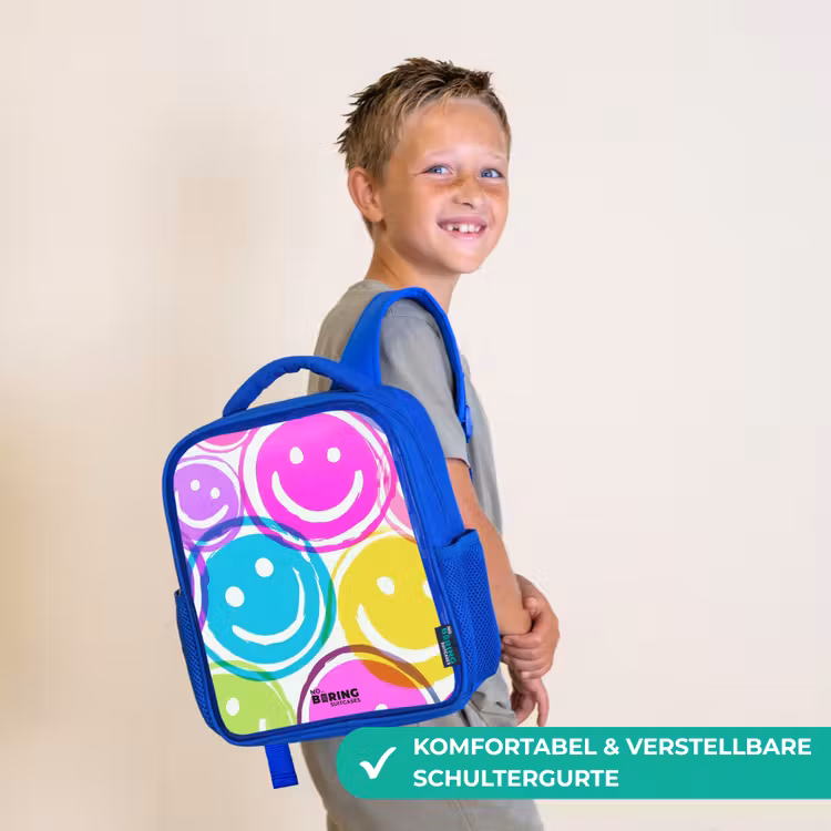 Kleurrijke glimlachexplosie Kinderrugzak - Blauw middel -sfeer3_DE