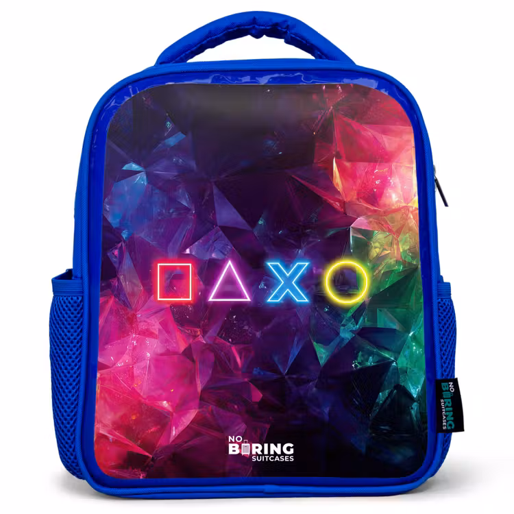 Controller - Symbolen - Neon Kinderrugzak - Blauw middel -3d