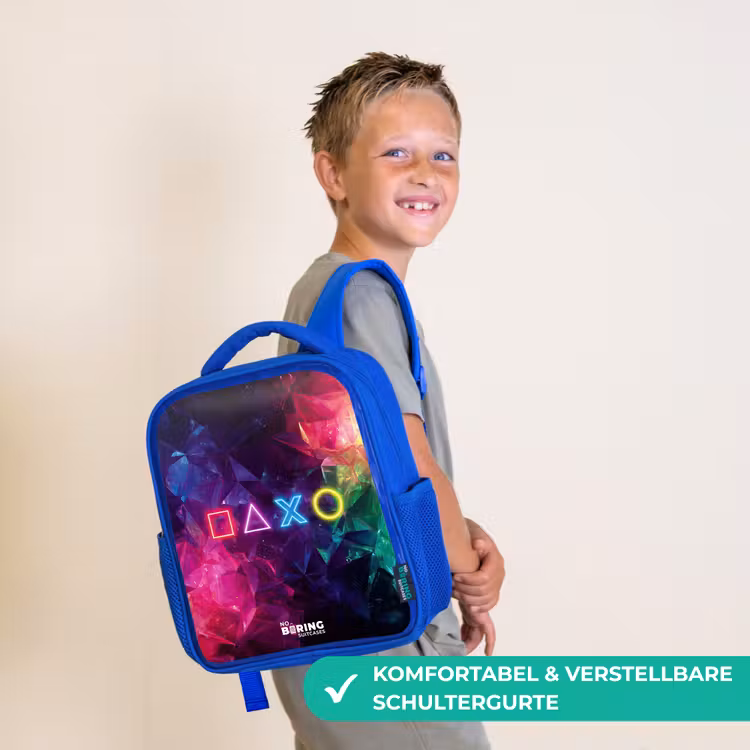 Controller - Symbolen - Neon Kinderrugzak - Blauw middel -sfeer3_DE