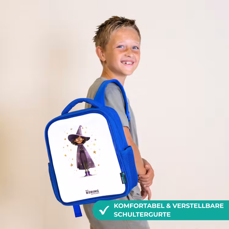 De paarse tovenaarsmantel Kinderrugzak - Blauw middel -sfeer3_DE