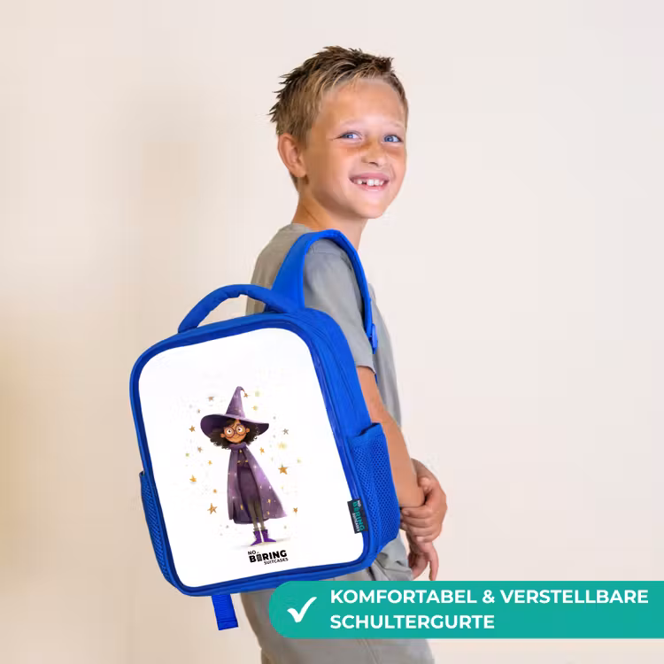 De paarse tovenaarsmantel Kinderrugzak - Blauw middel -sfeer3_DE