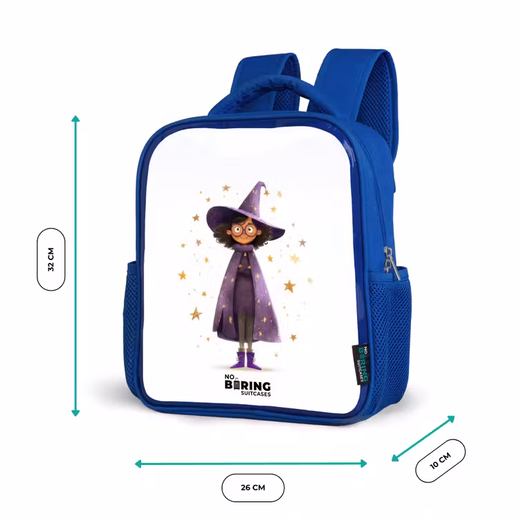De paarse tovenaarsmantel Kinderrugzak - Blauw middel -productfoto_formaten