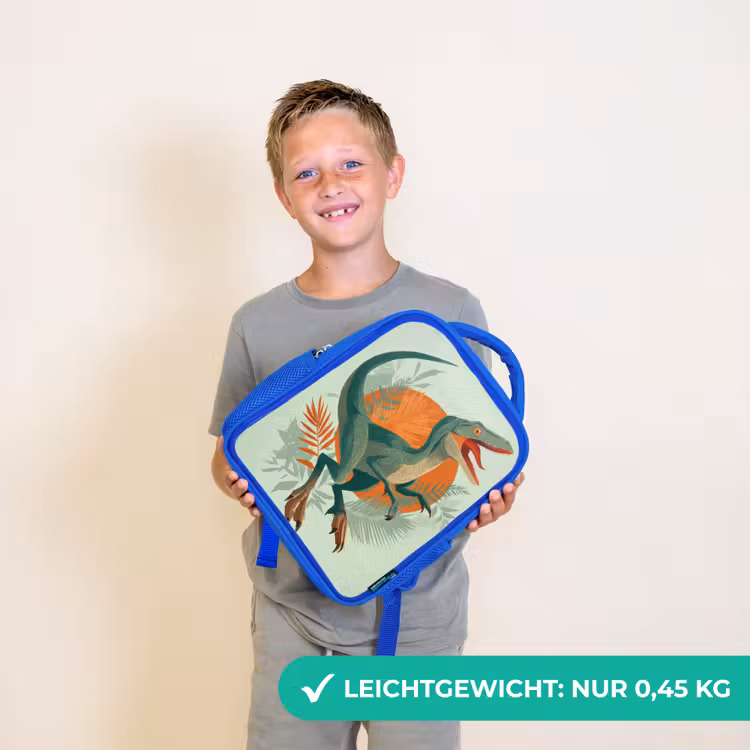 Dino - Bladeren - Grafisch - Groen Kinderrugzak - Blauw middel -sfeer1_DE
