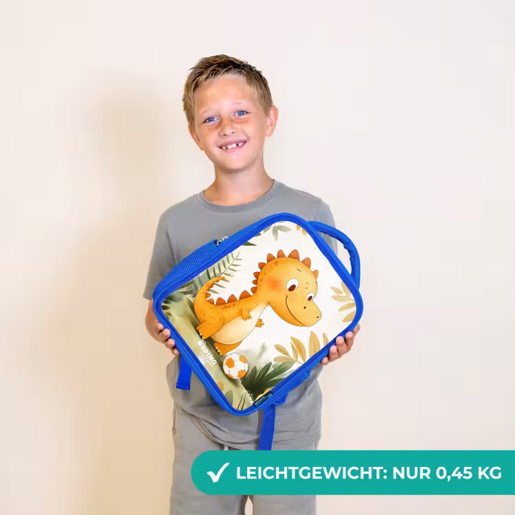 Dino - Voetbal - Oranje Kinderrugzak - Blauw middel -sfeer1_DE