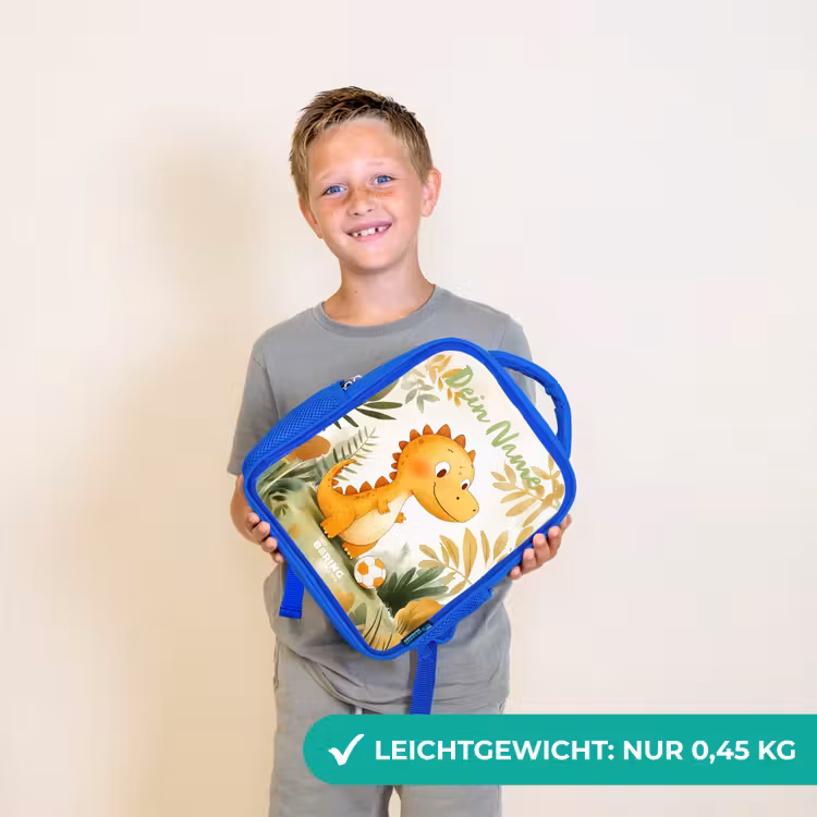 Dino - Voetbal - Oranje Kinderrugzak - Blauw middel -sfeer1_DE