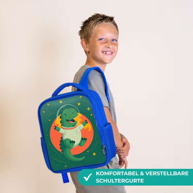 Dino - Groen - Planeet Kinderrugzak - Blauw middel -sfeer3_DE