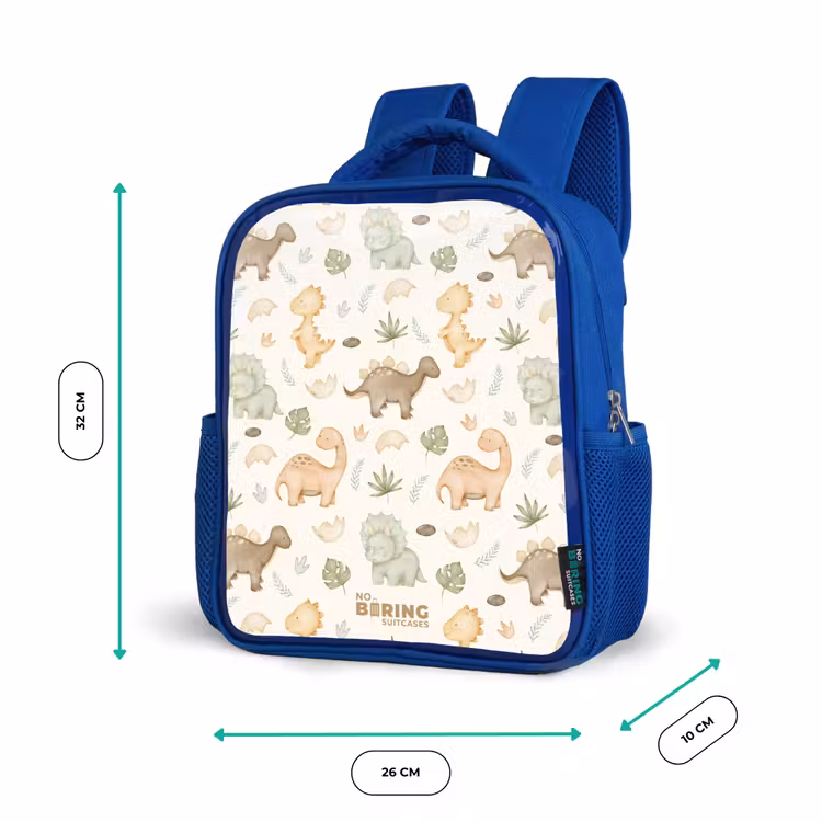 Dino patroon in pastelkleuren Kinderrugzak - Blauw middel -productfoto_formaten