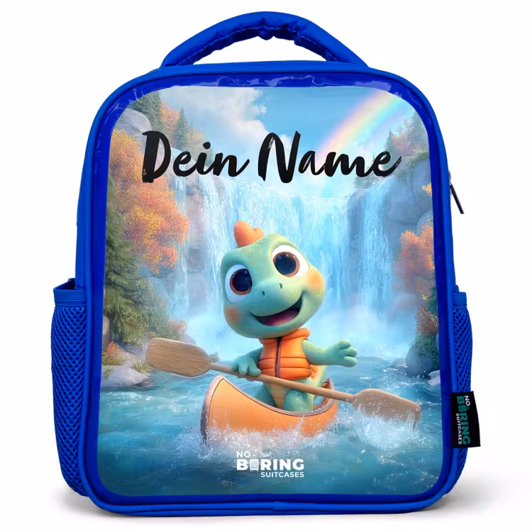 Dino - Natuur - Waterval Kinderrugzak - Blauw middel -3d