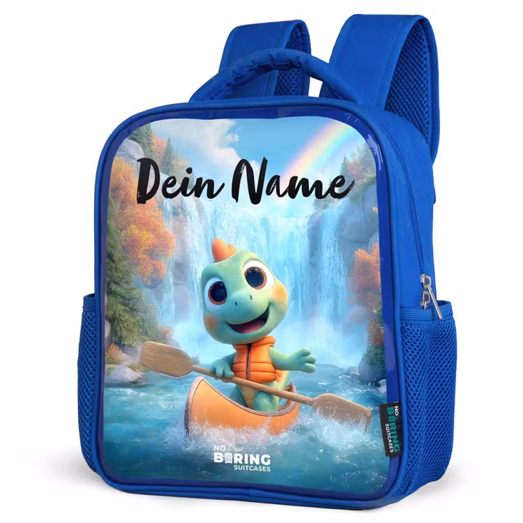 Dino - Natuur - Waterval Kinderrugzak - Blauw middel -schuin