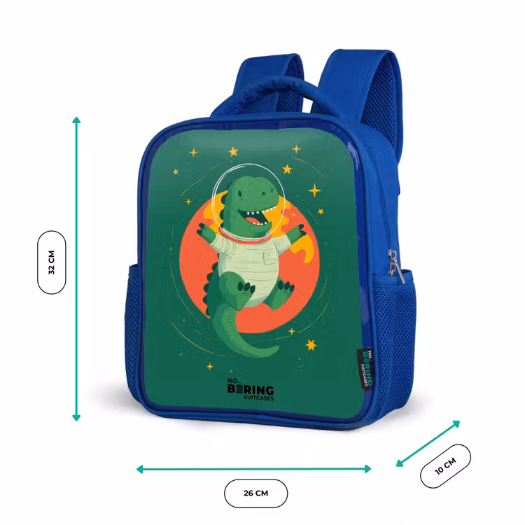 Dino - Planeet - Sterren - Groen Kinderrugzak - Blauw middel -productfoto_formaten