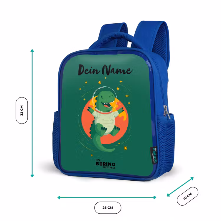 Dino - Planeet - Sterren - Groen Kinderrugzak - Blauw middel -productfoto_formaten