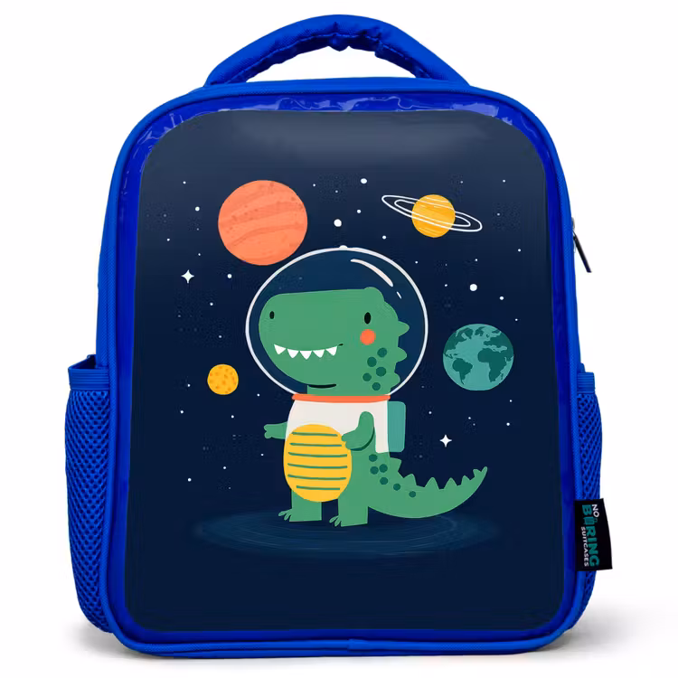 Dino - Ruimtepak - Planeten Kinderrugzak - Blauw middel -3d