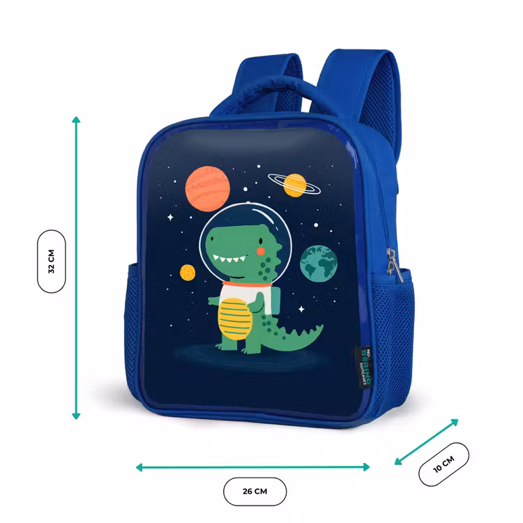 Dino - Ruimtepak - Planeten Kinderrugzak - Blauw middel -productfoto_formaten